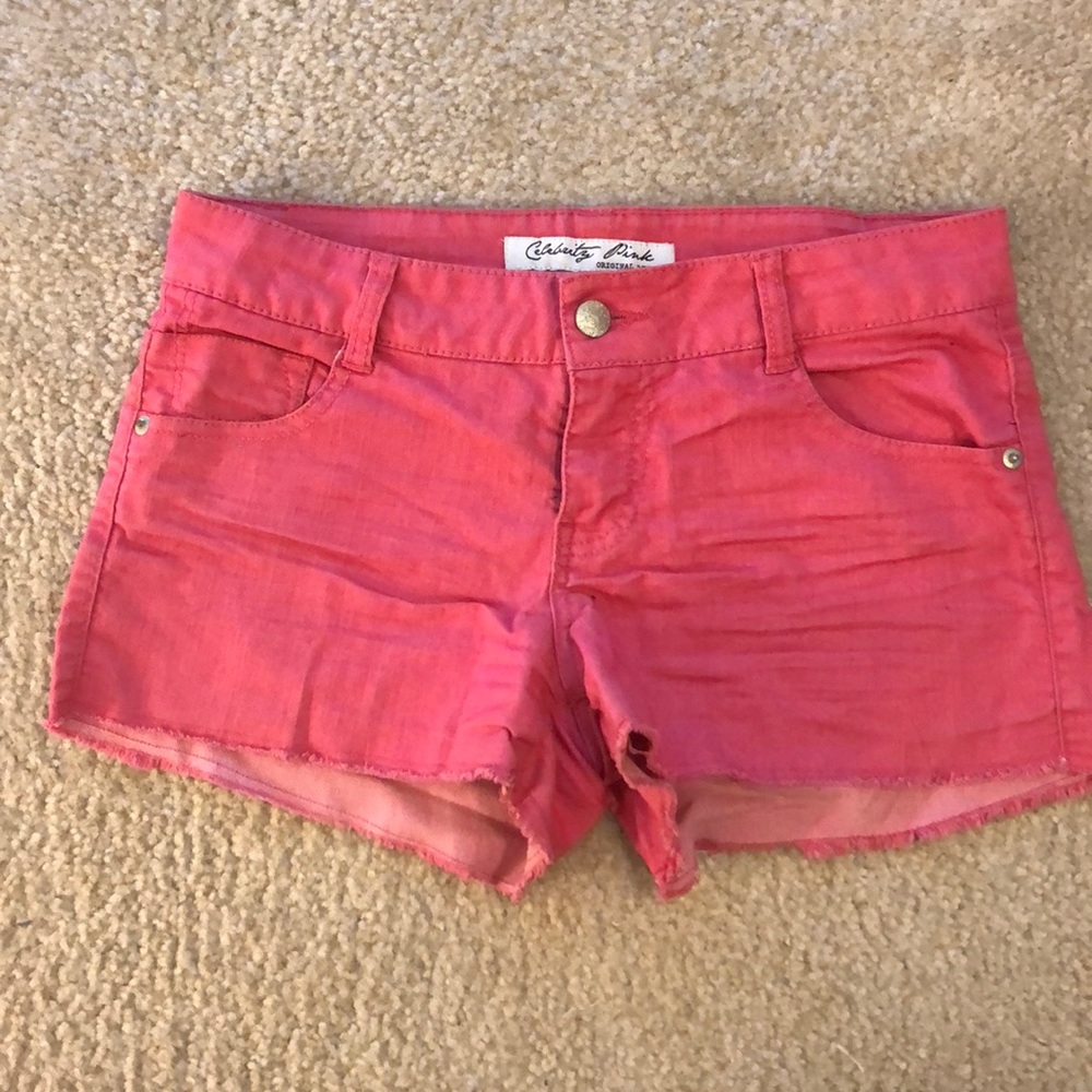 Pink denim shorts